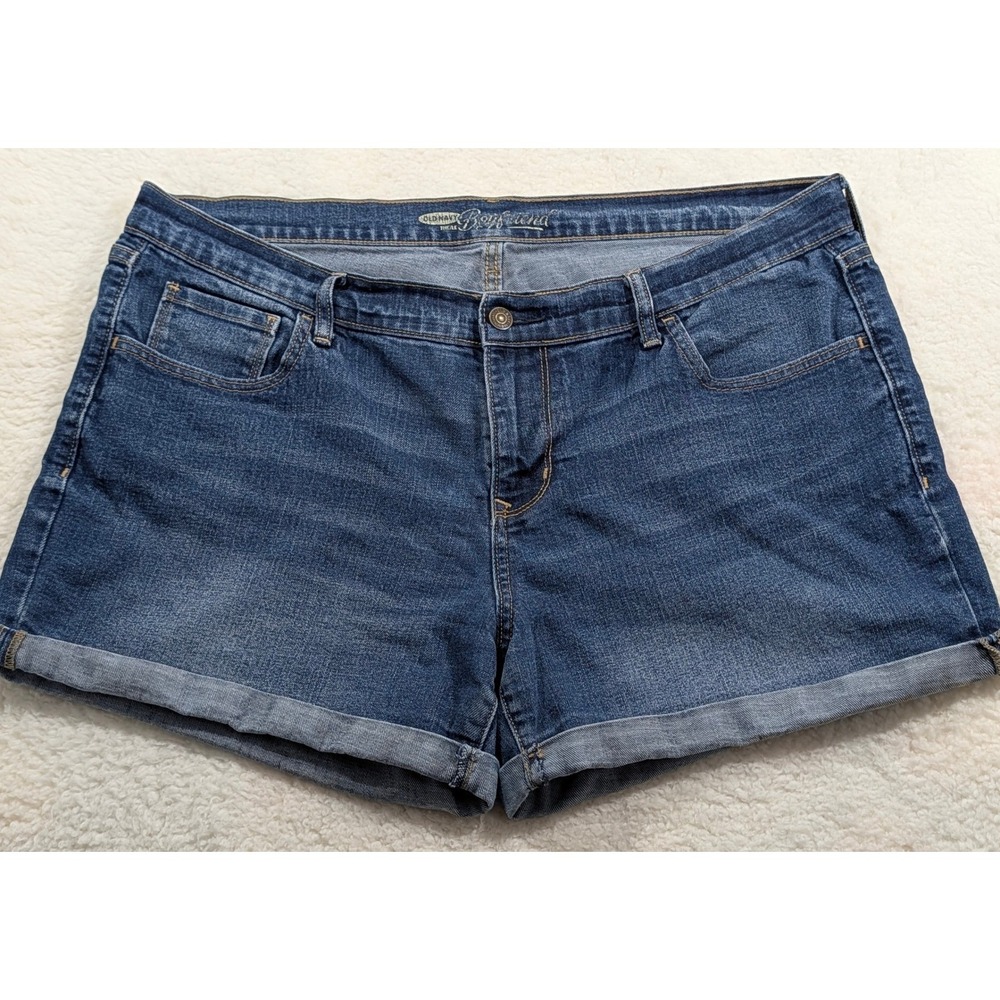 Old Navy The Boyfriend Cuffed Denim Shorts 16 Blue Medium Wash Cuffed Hem